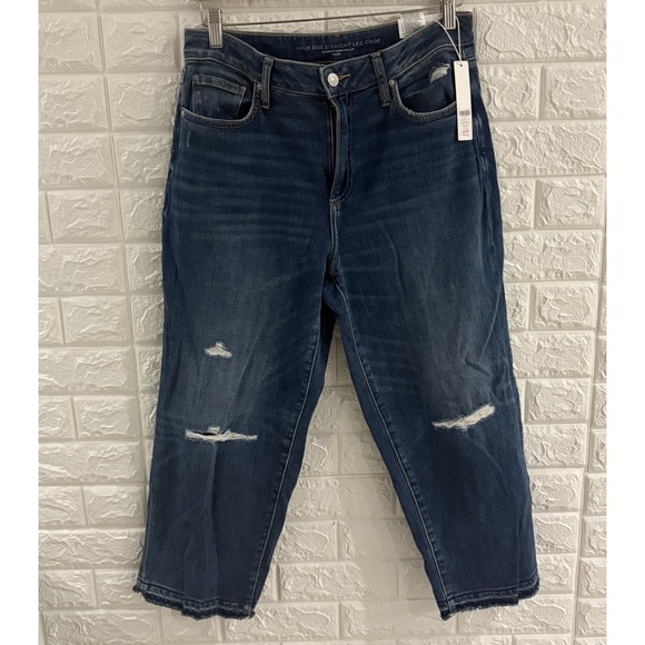 Chico's Denim - CHICOS WOMENS JEANS SIZE 0.5R US SIZE 6R  CROP HIGH RISE STRAIGHT LEG DISTRESSED